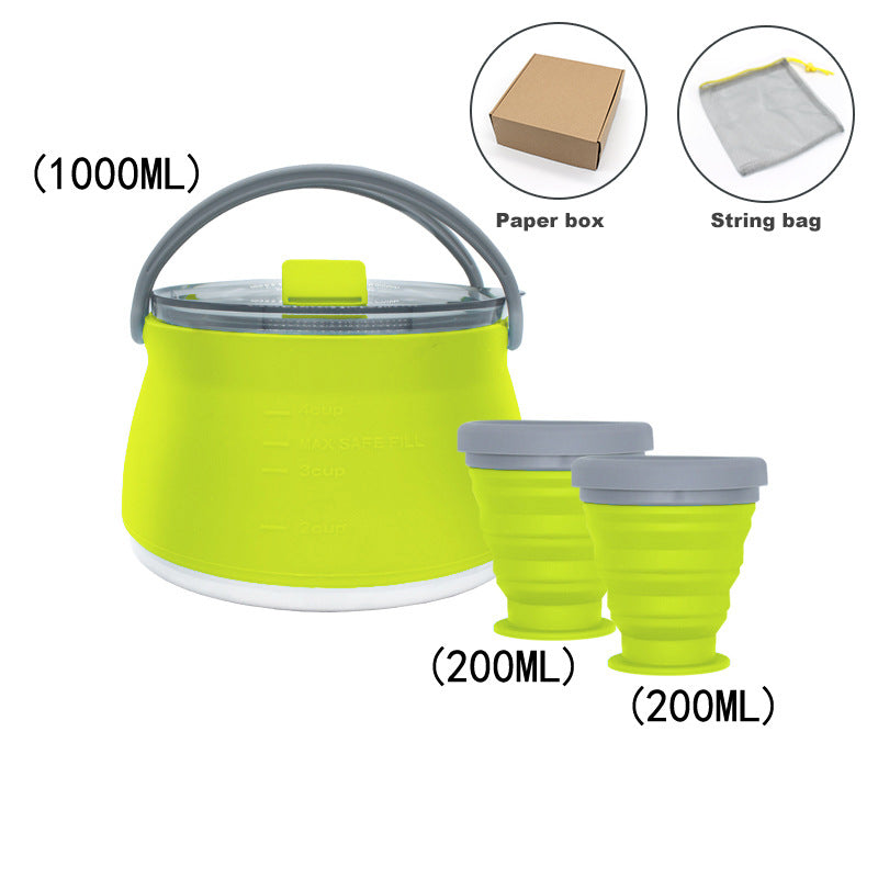 Outdoor Camping Cookware Set with Collapsible Kettle