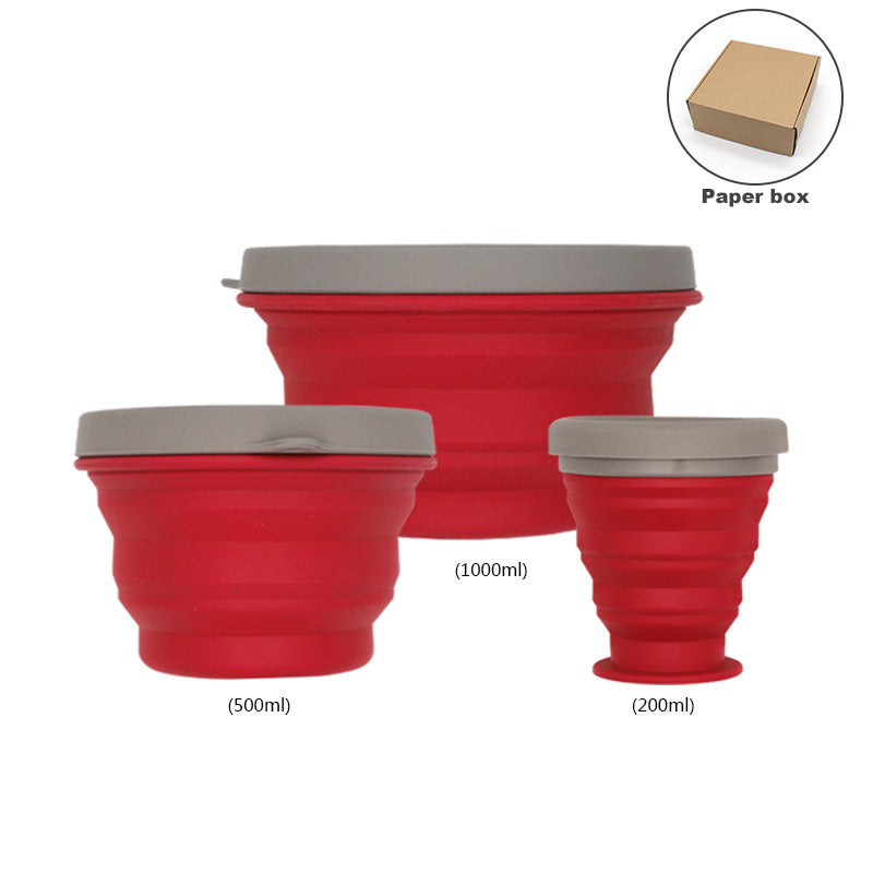 Outdoor Camping Cookware Set with Collapsible Kettle