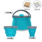Outdoor Camping Cookware Set with Collapsible Kettle