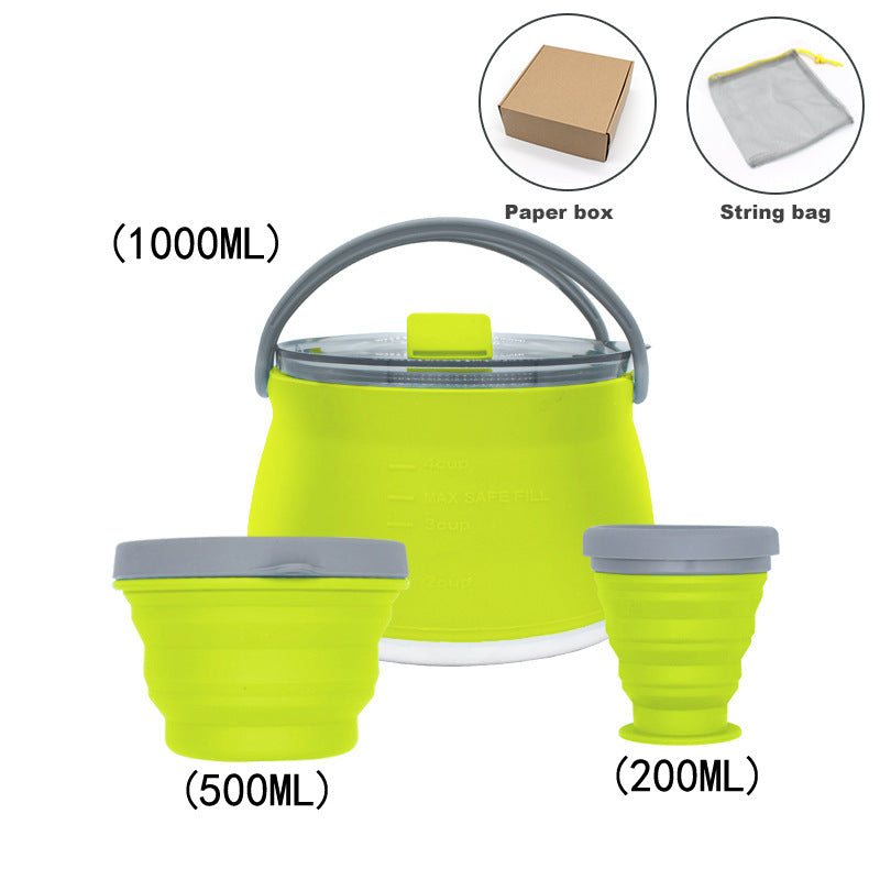 Outdoor Camping Cookware Set with Collapsible Kettle