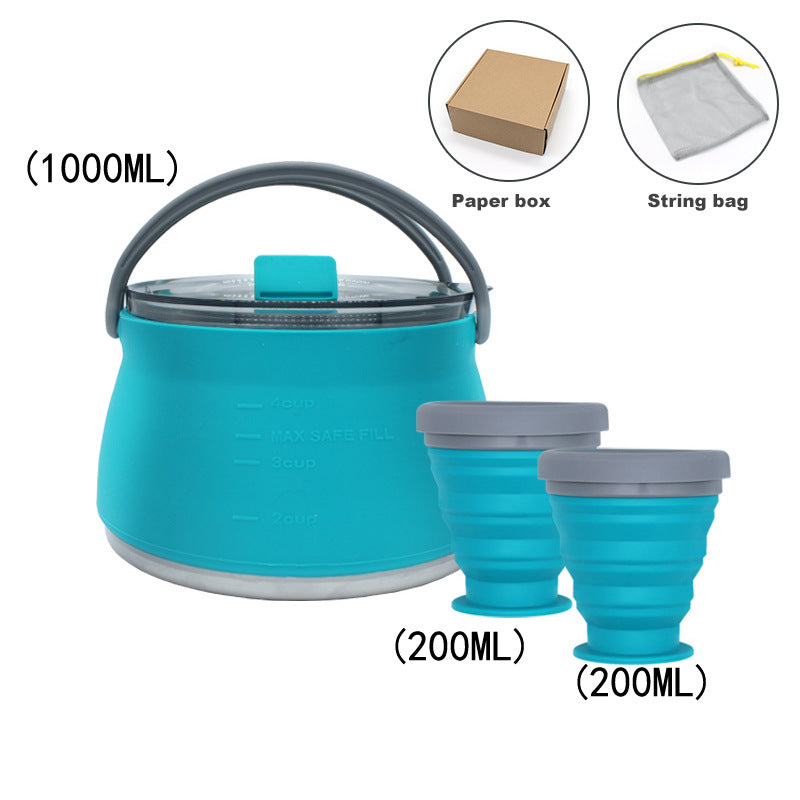 Outdoor Camping Cookware Set with Collapsible Kettle