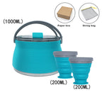 Outdoor Camping Cookware Set with Collapsible Kettle