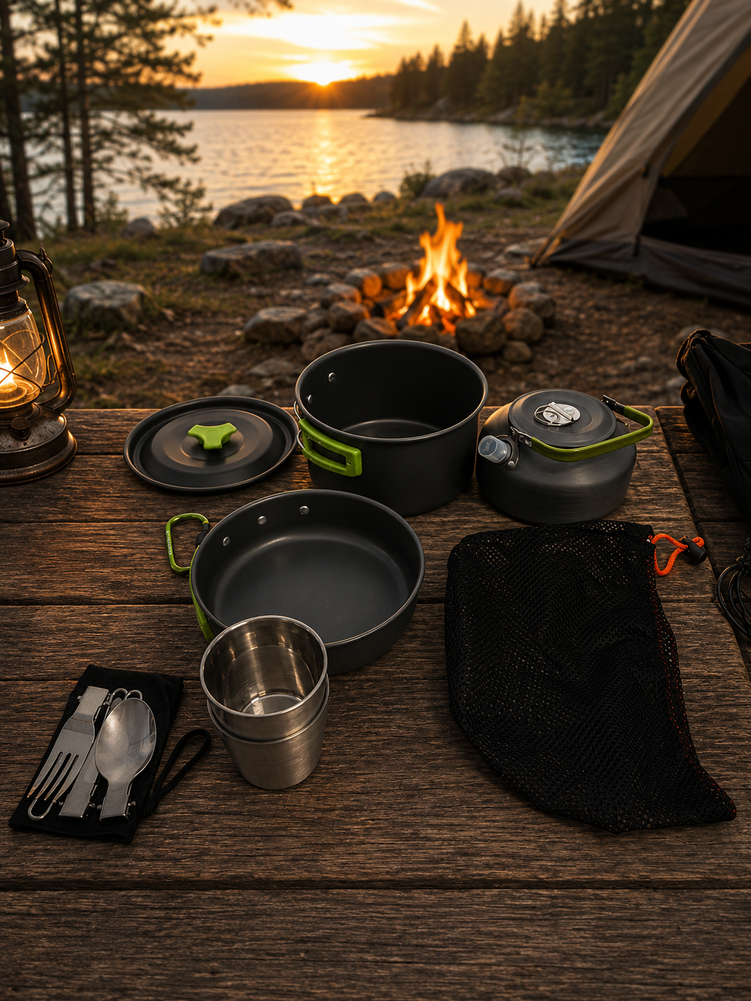 Steel Camping Cookware Set