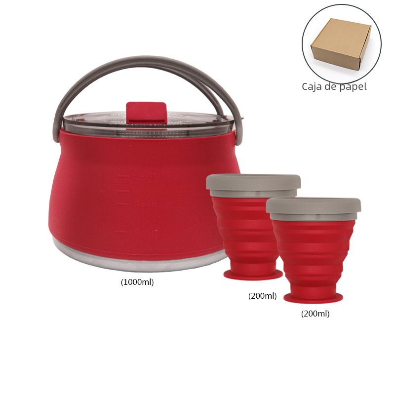 Outdoor Camping Cookware Set with Collapsible Kettle