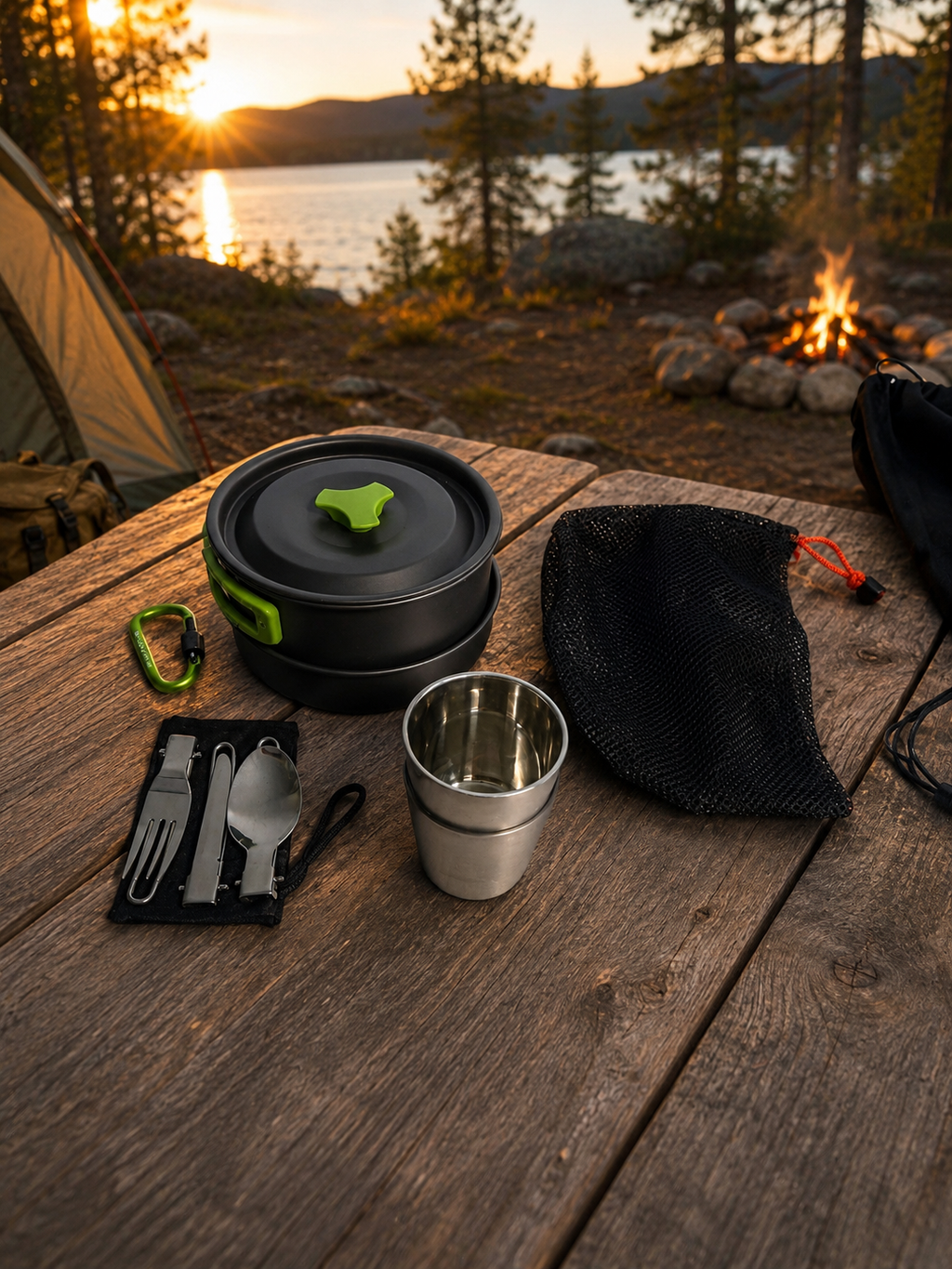 Steel Camping Cookware Set