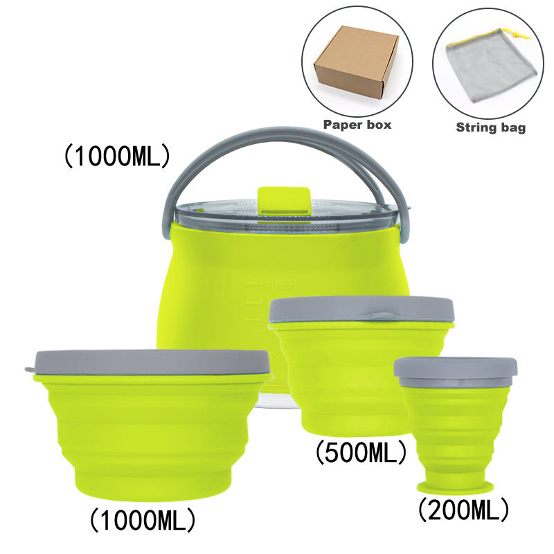 Outdoor Camping Cookware Set with Collapsible Kettle
