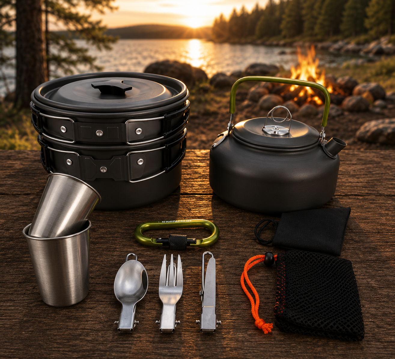 Steel Camping Cookware Set